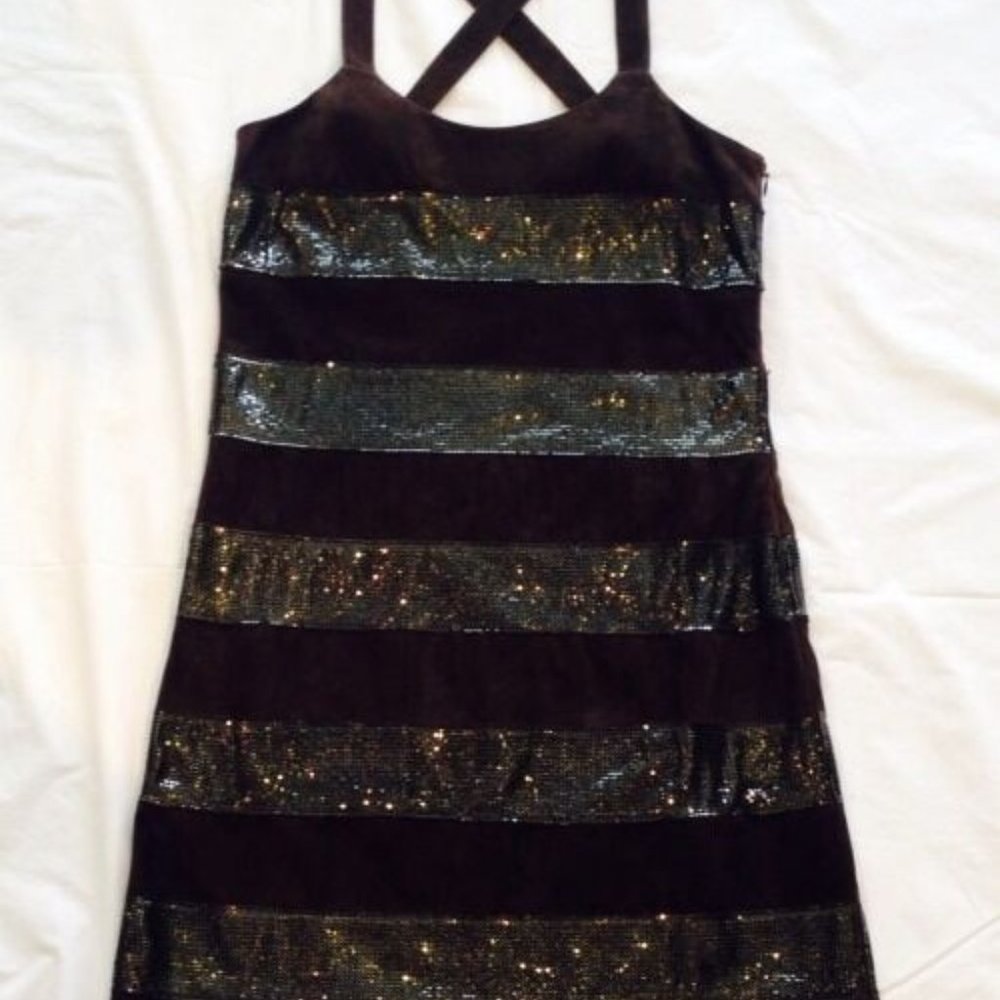 HAUTE HIPPIE**Brown Suede w/ chains Dress**S2595